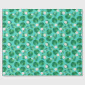 Papier Cadeau Fleurs Lys d'Eau Blanche & Motif Lily Pad (Plat)