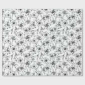 Papier Cadeau Fleurs Lys Noires (Plat)