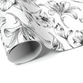 Papier Cadeau Fleurs Lys Noires (Coin rond)
