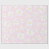 Papier Cadeau Fleurs marguerites blanches Florales roses (Plat)
