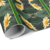 Papier Cadeau Fleurs marguerites jaunes personnalisées (Coin rond)