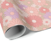 Papier Cadeau Fleurs marguerites rétro (Coin rond)