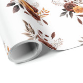 Papier Cadeau Fleurs Marron et Beige (Coin rond)