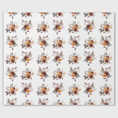 Papier Cadeau Fleurs Marron et Beige (Plat)
