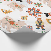 Papier Cadeau Fleurs mignonnes Motif de Noël avec Père Noël (Coin)