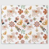 Papier Cadeau Fleurs mignonnes Motif de Noël avec Père Noël (Plat)