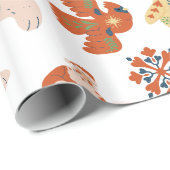 Papier Cadeau Fleurs mignonnes Motif de Noël avec Père Noël (Coin rond)