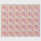 Papier Cadeau fleurs mignonnes, oiseaux, coeurs carré motif (Plat)