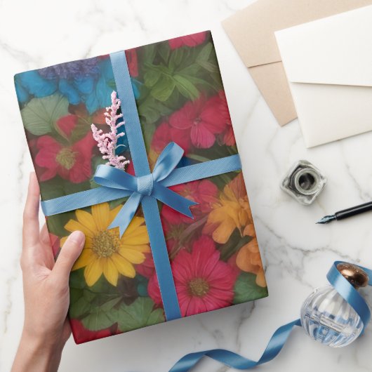 Papier Cadeau Fleurs mixtes colorées (Cadeaux)
