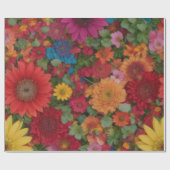 Papier Cadeau Fleurs mixtes colorées (Plat)