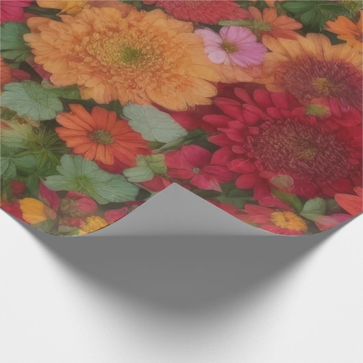 Papier Cadeau Fleurs mixtes colorées (Coin)