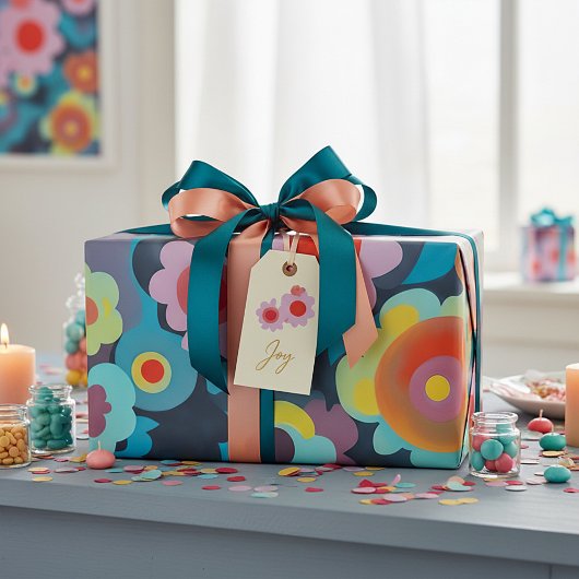 Papier Cadeau Fleurs mod rétro
