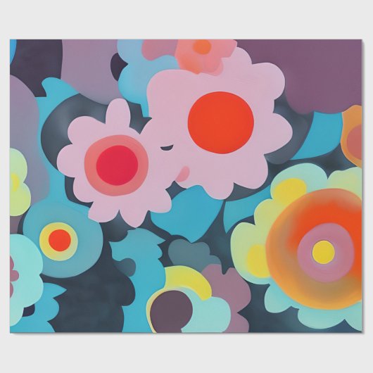 Papier Cadeau Fleurs mod rétro (Plat)