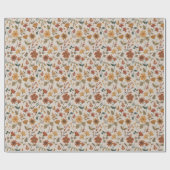 Papier Cadeau Fleurs modernes Feuille rouille or Motif botanique (Plat)