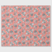 Papier Cadeau Fleurs monochromes sur fond pêche (Plat)