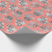 Papier Cadeau Fleurs monochromes sur fond pêche (Coin)