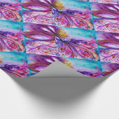 PAPIER CADEAU FLEURS MORTES BLANCHES EN ROSE, PARKLES D'OR (Coin)