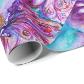 PAPIER CADEAU FLEURS MORTES BLANCHES EN ROSE, PARKLES D'OR (Coin rond)