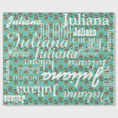 Papier Cadeau fleurs . motif de noms personnalisés (Plat)