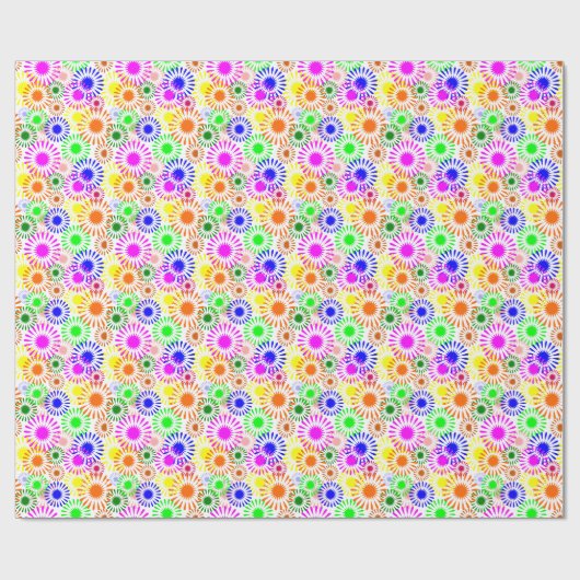 Papier Cadeau Fleurs multicolores (Plat)