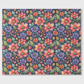 Papier Cadeau Fleurs multicolores modernes (Plat)