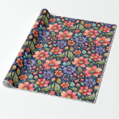 Papier Cadeau Fleurs multicolores modernes (Déroulé)