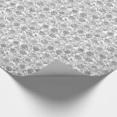 Papier Cadeau Fleurs Noir & Blanc (Coin)
