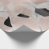 Papier Cadeau Fleurs Noir Blanc Faux Or Blush Métallic Rose (Coin)