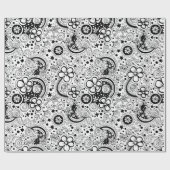 Papier Cadeau Fleurs noir et blanc (Plat)