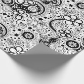 Papier Cadeau Fleurs noir et blanc (Coin)