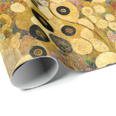 Papier Cadeau Fleurs noires et Abstrait or | Klimtesque (Coin rond)
