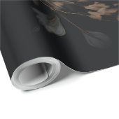 Papier Cadeau Fleurs noires et blanches (Coin rond)