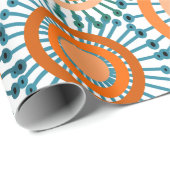 Papier Cadeau Fleurs orange (Coin rond)