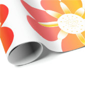 Papier Cadeau Fleurs orange (Coin rond)