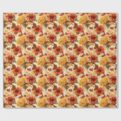 Papier Cadeau Fleurs orange d'automne (Plat)