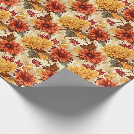 Papier Cadeau Fleurs orange d'automne (Coin)