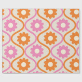 Papier Cadeau Fleurs orange et rose sur Motif d'oignon rétro (Plat)