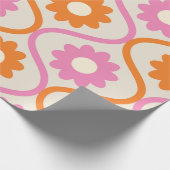 Papier Cadeau Fleurs orange et rose sur Motif d'oignon rétro (Coin)