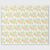 Papier Cadeau Fleurs orange et vert (Plat)