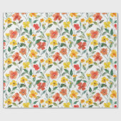Papier Cadeau Fleurs orange jaune Anniversaire (Plat)