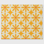 Papier Cadeau Fleurs orange rétro groovy avec explosions atomiqu (Plat)