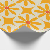 Papier Cadeau Fleurs orange rétro groovy avec explosions atomiqu (Coin)