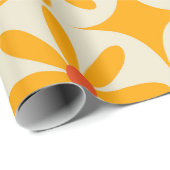Papier Cadeau Fleurs orange rétro groovy avec explosions atomiqu (Coin rond)