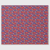 Papier Cadeau Fleurs orange sur coussin pourpre (Plat)