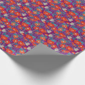 Papier Cadeau Fleurs orange sur coussin pourpre (Coin)