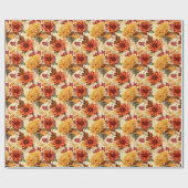 Papier Cadeau Fleurs oranges d'automne (Plat)