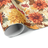 Papier Cadeau Fleurs oranges d'automne (Coin rond)