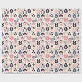 Papier Cadeau Fleurs Papier Motif de style scandinave (Plat)