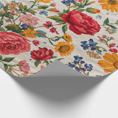 Papier Cadeau Fleurs partout, design coloré, (Coin)