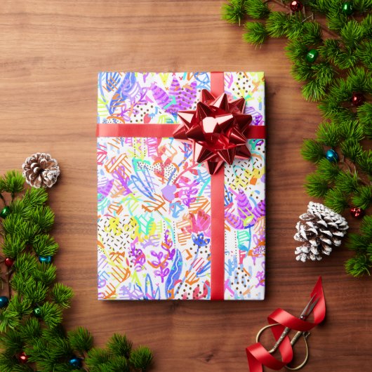 Papier Cadeau Fleurs pastel abstraites (Cadeau de vacances)
